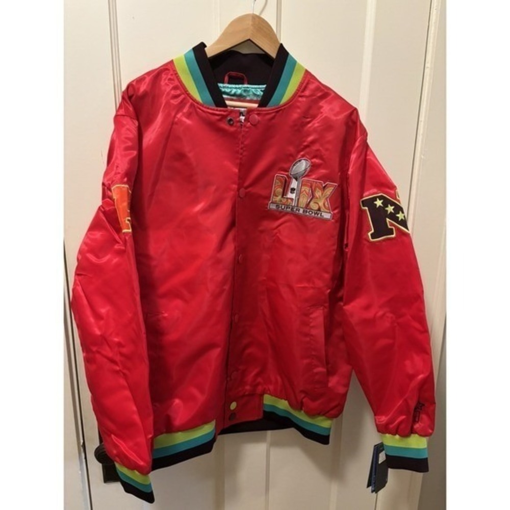 Starter NFL Super Bowl LIX New Orleans Satin Varsity Jacket Red Mens L LSD90B95